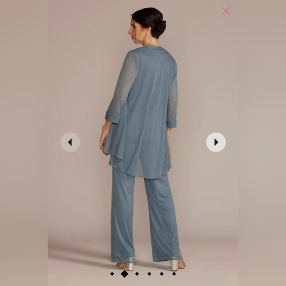 3 piece rhinestone trimmed chiffon pantsuit. Mother of the Groom/Bride outfit. - Picture 2 of 14